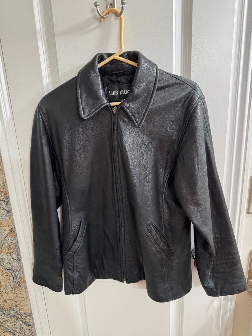 Luis Alvear Vintage Black Leather Jacket, size M
